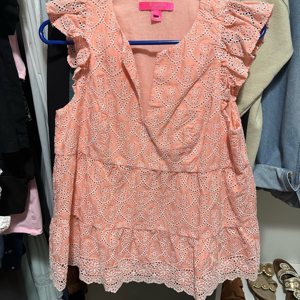Lilly Pulitzer Pink Ruffled Tiered Blouse